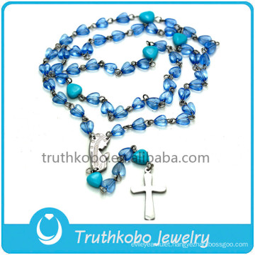 316 Stainless Steel Chain with Natural Stone Bead Wholesale San Virgin Mary Rosary Necklace for Catholic